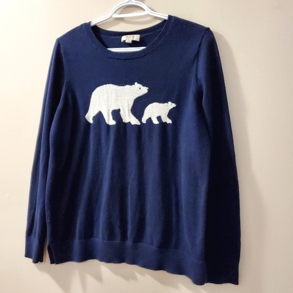 Loft - Polar Bears Sweater in Navy - Size L - Picture 2 of 5